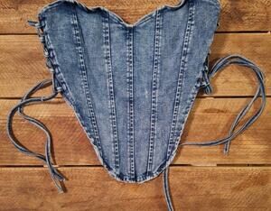 Uptown Denim Corset Women’s Size Small Heart Strapless